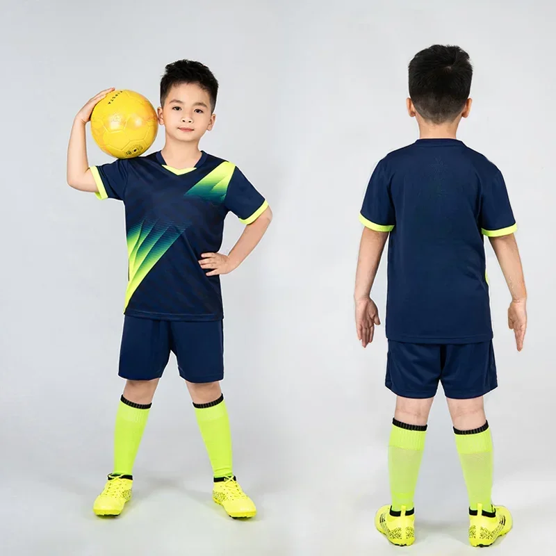 Football Jersey Set Soccer Uniform Boys Football Jersey tracksuit Child Soccer Sports Uniforms Kids Play Ball Sportswear Kits vest children's football suit Socks