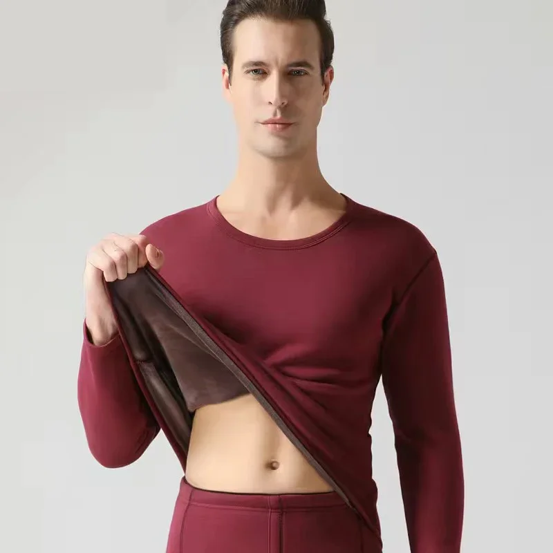 Thermal Underwear Set Men Winter Long Johns Velvet Tops Pants