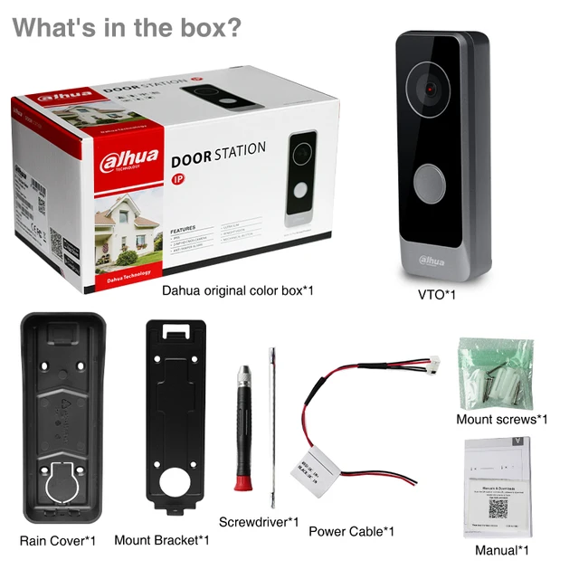 Dahua 2MP WiFi Mini Home Video Intercom Wirelessly IP Doorbell Camera IR Door Station APP HD Video Call IP65 H.265 VTO1301R-W 6