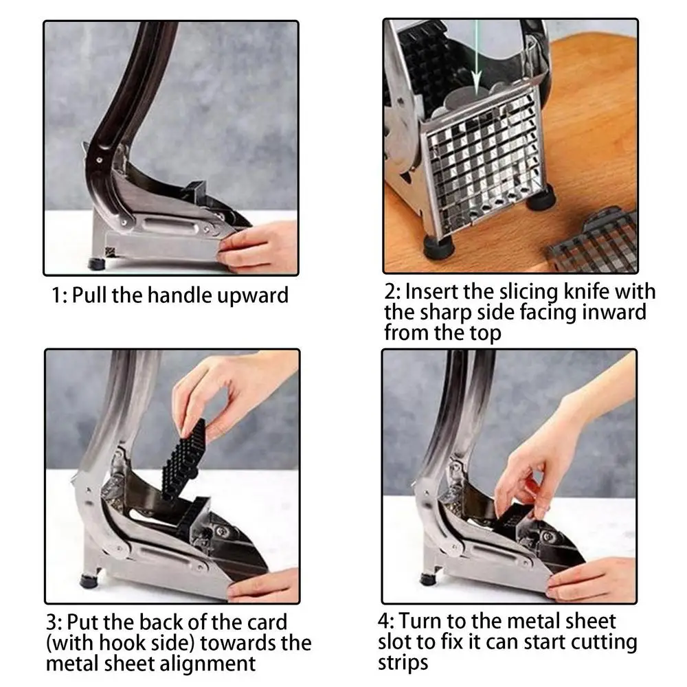 Description Picture 5 of itemKitchen Manual Cutter Stainless Steel French Fries Slicer Potato Chips Maker Meat Chopper Cutting Cooking Machine（only blade）