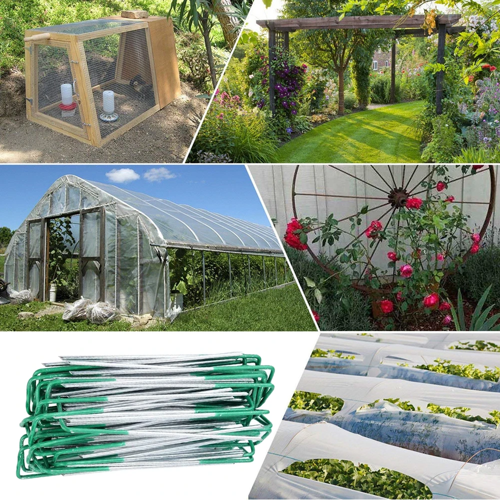 50pcs/set Tubing Soaker Lawn Garden Fence Stake Sod Pins Fabric Ground Cover Weed Barrier Landscape Staples Yard Durable Home |