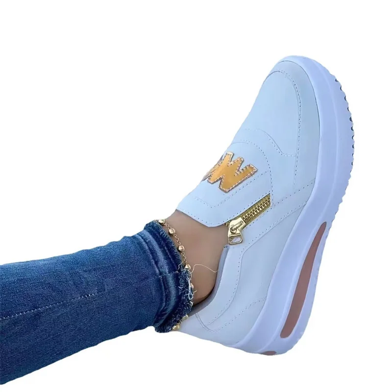 Nieuwe 2024 Vrouwen Casual Sneakers M Bedrukt Rits Platform Plus Size Gevulkaniseerde Schoenen Plataforma Feminino