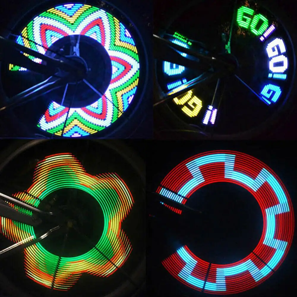 Bike Wheel Light Waterproof Bicycle Spoke Light Safety Tire Lights 32 Different Patterns Change Without Battery Bike Accessories