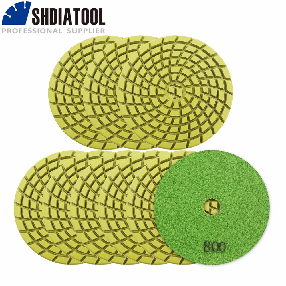SHDIATOOL 9pcs #800 4inch Diamond resin bond concrete polishing pads  floor Renew Sanding disc