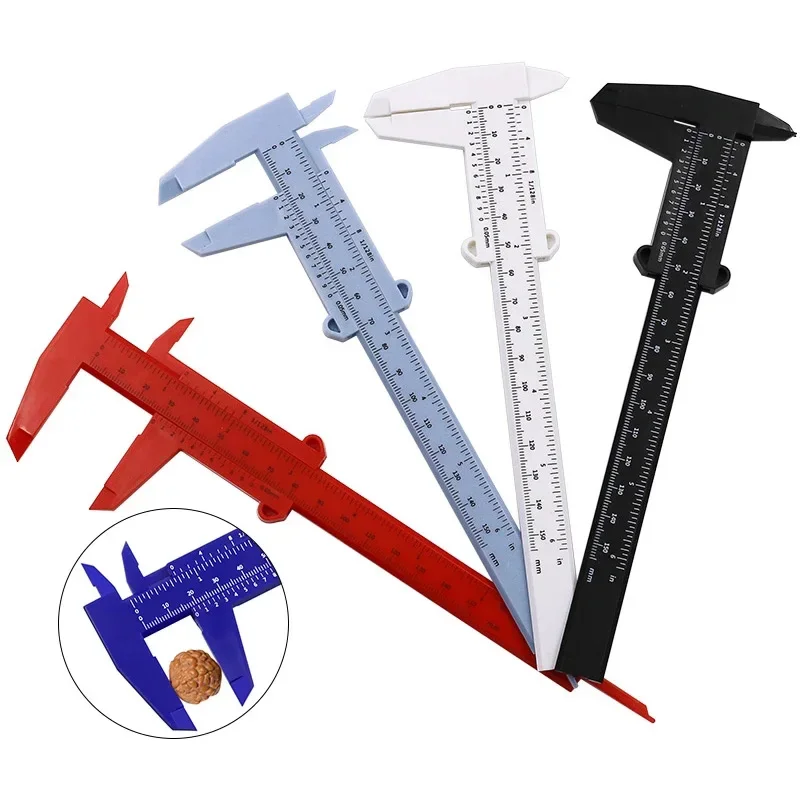 

0-150mm Vernier Calipers Plastic Double Rule Scale Depth Height Jewelry Measurement Measuring Tool Woodworking Manual Tools