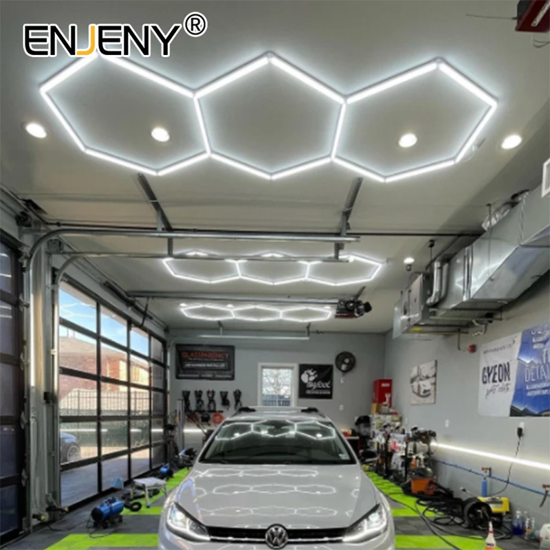 Customized Garage Led Lights Hexagon Daylight White Linkable Plugin