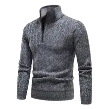  Autumn Winter Men's Sweater Jacket Long Sleeve Cardigan Solid Color High Collar Turtle Neck Zipper Striped Knitted Long Sleeves 