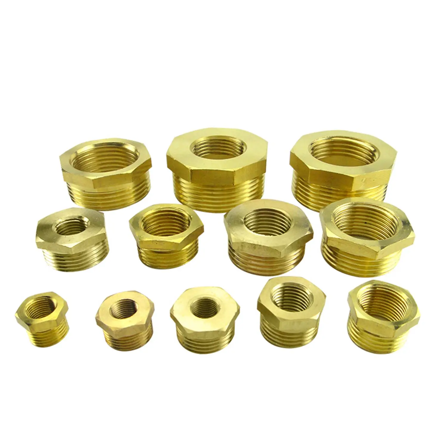 1/4" 3/8" 1/2" 3/4" Npt Bspt Male X Female Bush Reducing Bushing Brass