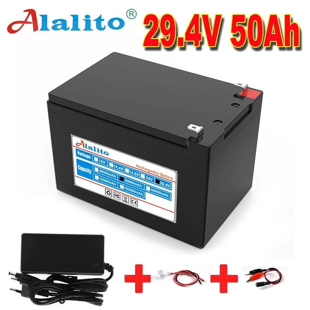 24V 7S 4P 50000 MAH high power 50Ah 18650 lithium battery with BMS 29 4v electric bicycle for various tools+charger |