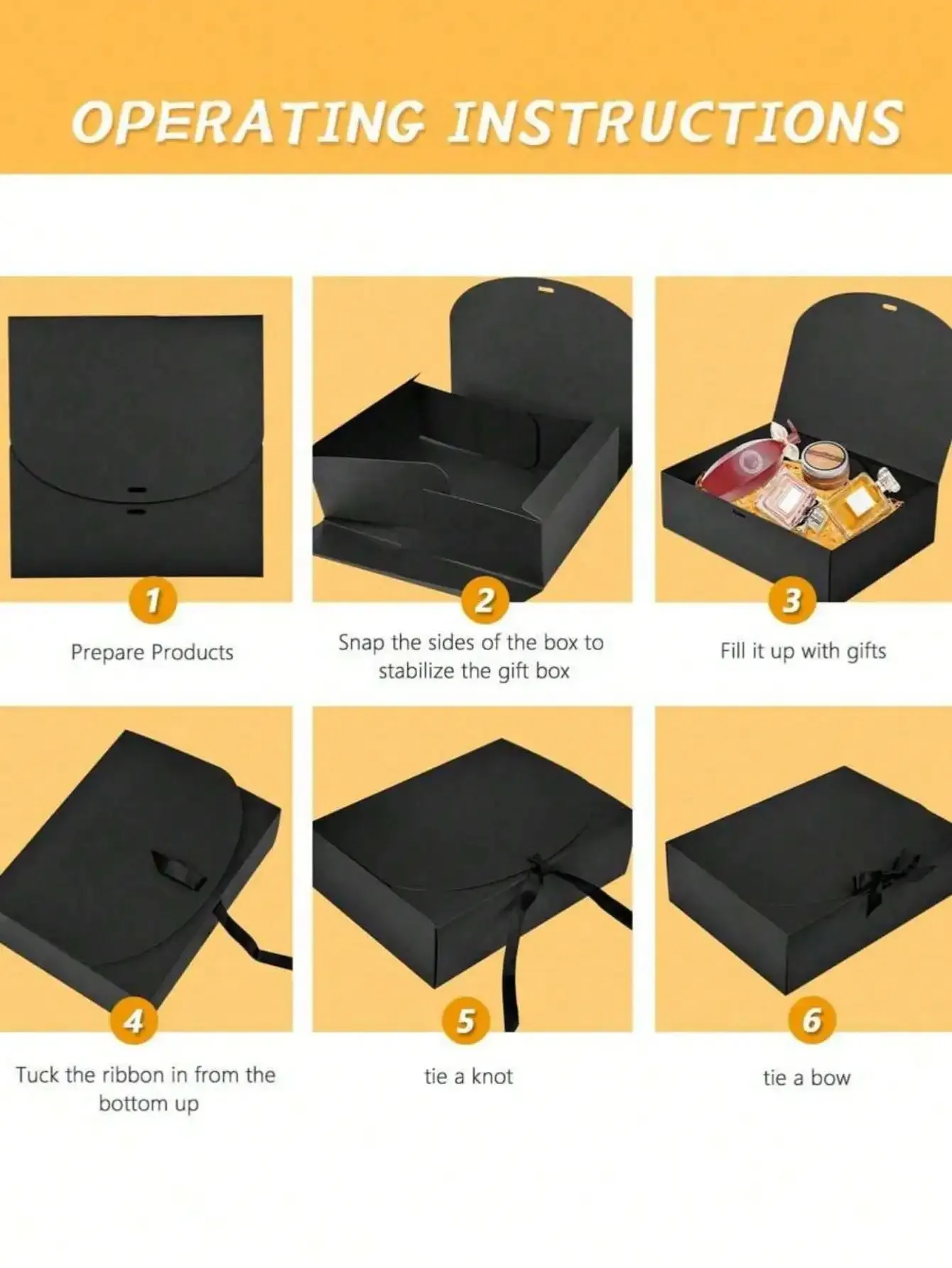 1/5 Stück schwarze Geschenkbox mit Deckel, luxuriöse schwarze Geschenkbox mit Band, Box für den Trauzeugen, Brautjungfernboxen, Abschlussgeschenke – Detail 6