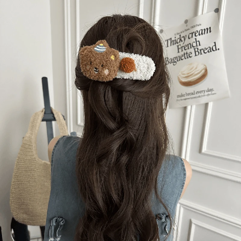New Cute Plush Teddy Bear Duckbill Clip Autumn And Winter New Hair Clip Delicate Hair Accessory For Girls Birthday Gift