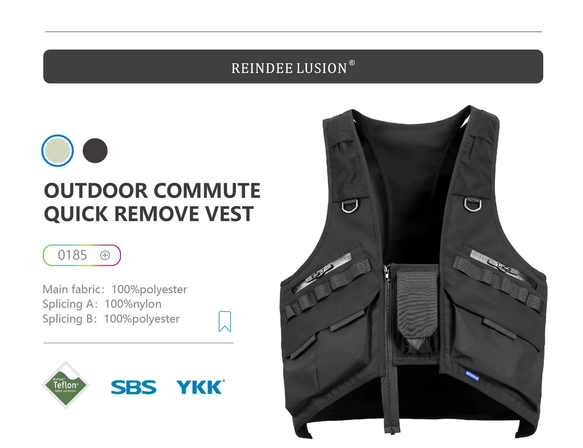 Reindee Lusion  Outdoor commute quicke remove vest functional clothing multiple pockets waterproof zippers techwear gorpcore