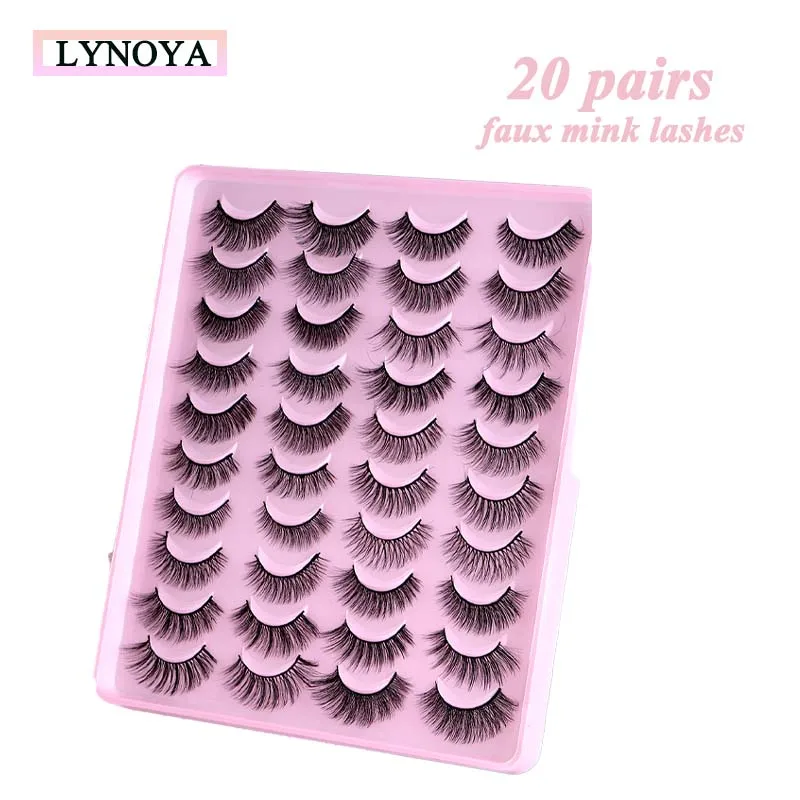 

Natural Lashes False Eyelashes Wispy Look 20 Pairs Soft Faux Mink Lashes 3D 6D Volume Fluffy Fake Eyelashes Packs Sexy