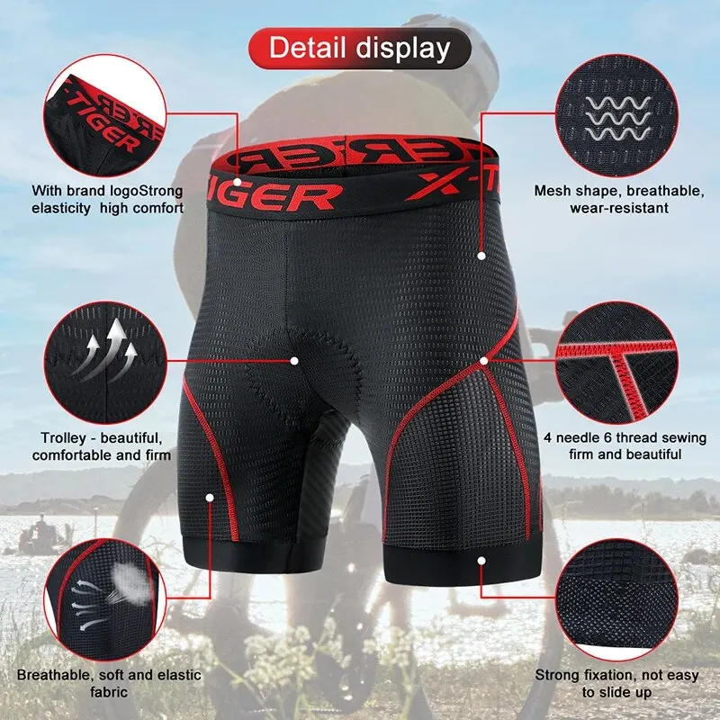 X-TIGER Cycling Shorts Breathable Mesh Cycling Underwear Gel Pad Shockproof MTB Bike Shorts Dropshipping Bicycle Underwear 3