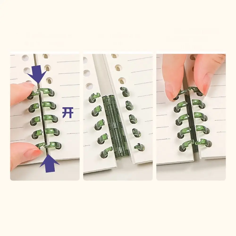 10Pcs 바인딩 스파인 스냅 스플릿 바인더 링 학습 카드 편지지 사무용품 루스 리프 플라스틱 5 링 바인딩 빗