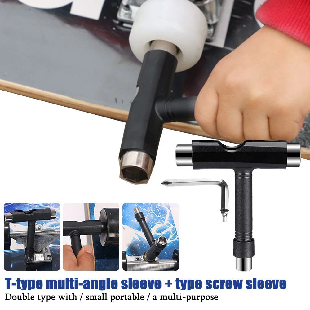 

T-type Skateboard Tool All In One Screwdriver Socket Multifunction Skate T-Tool Mini Kick Scooter Hand Tool Torque Wrench Manual