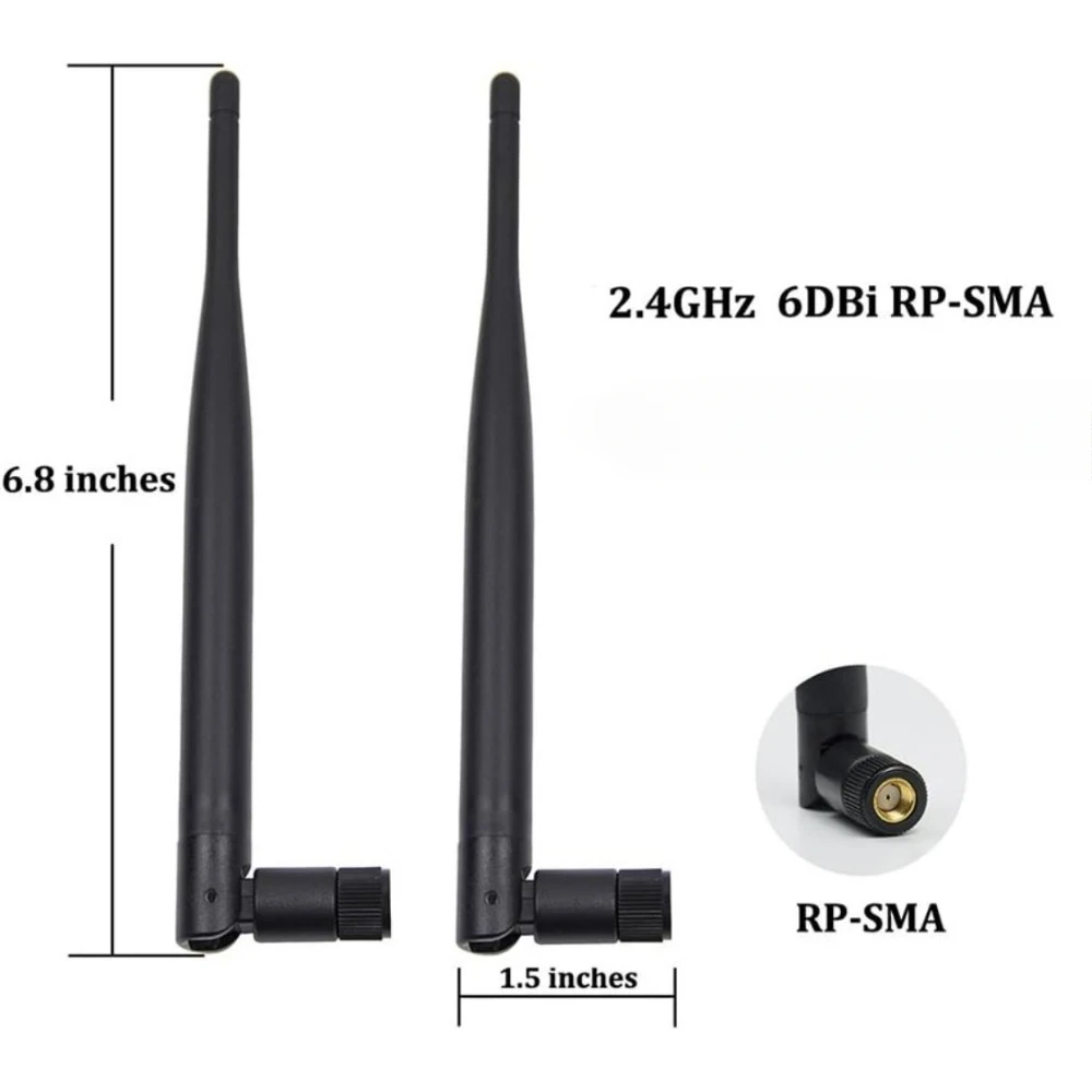 2 X 2.4GHz 6dBi Indoor Omni Directional WiFi Antenna RP SMA Male Connector + 2 X 15cm I-P-E-X-1 To RP SMA Antenna WiFi Cable