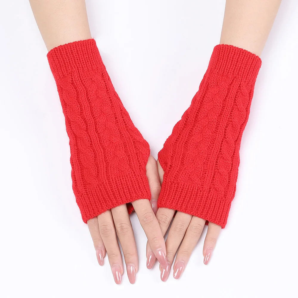 

Women Women Long Fingerless Gloves Stylish Hand Warmer Winter Gloves Arm Crochet Knitting Faux Wool Mitten Warm Glove Y2k