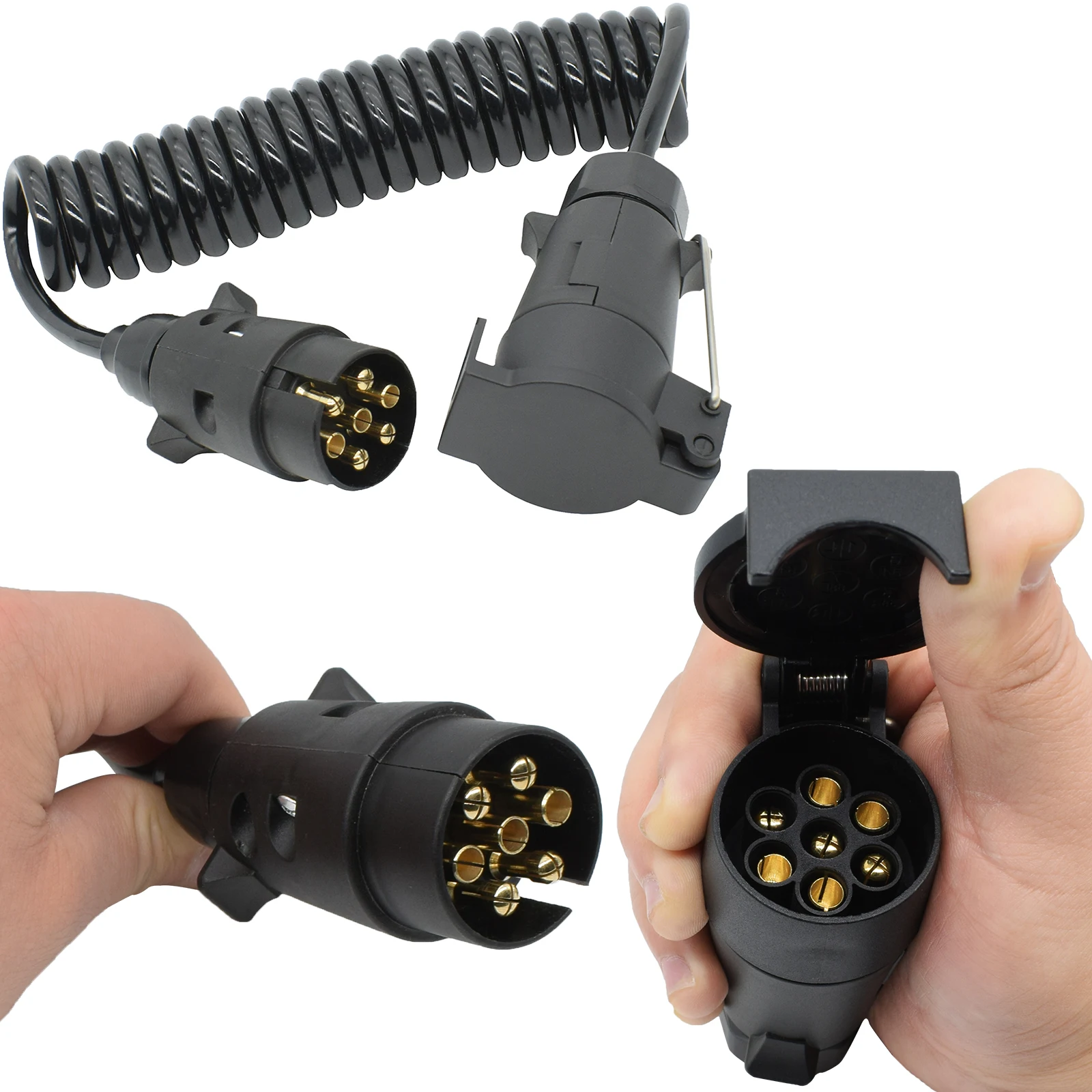 Heavy-Duty Towing Trailer Extension Cable with Male-Female Connectors