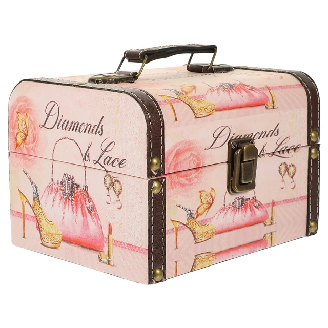 Retro Doboz Csecsebecse Tároló Kincses Gyerekek Játékszervező Tartályok Szüreti Ékszer Tok Fa Stílusú Gyermek - Image 6