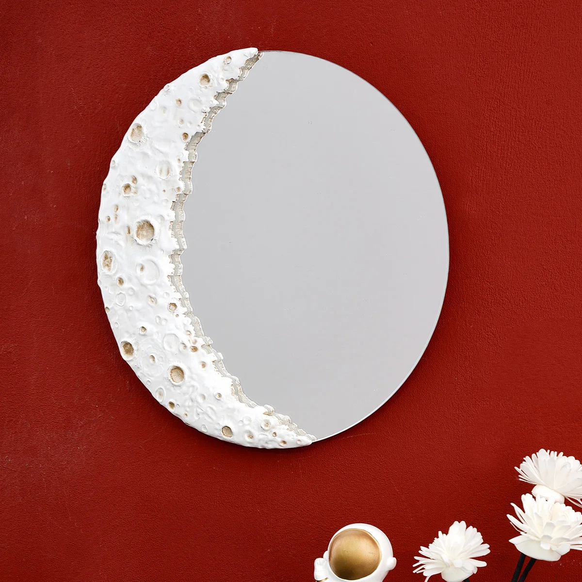 1PC, resin material lunar crater mirror decorative pendant, creatively designed lunar crater mirror pendant
