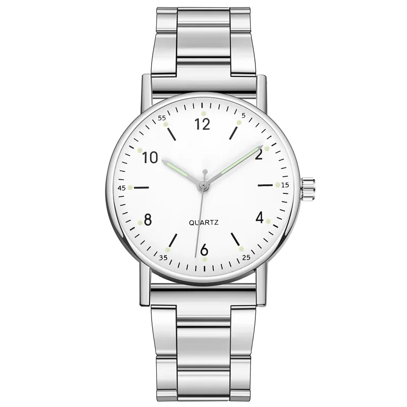 Reloj de pulsera de cuarzo Simple para Mujer, esfera luminosa de acero inoxidable, Reloj de ocio a la moda