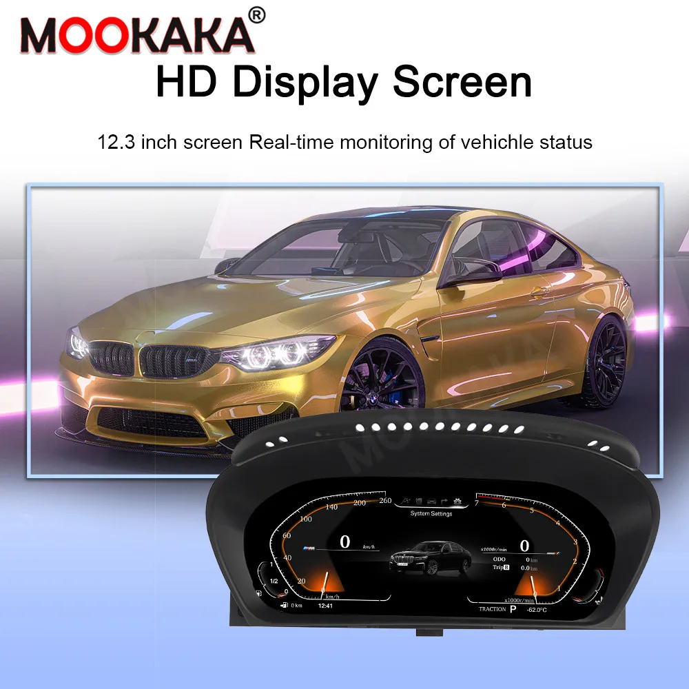 Pantalla LCD de 12.3 pulgadas con sistema operativo Linux para coche, panel de instrumentos digital, cabina virtual para BMW X5 F15 E70 X6 E71 F16 2007 - 2019, tablero LCD. 4