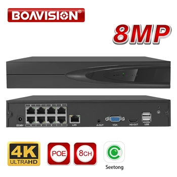 슈퍼 8MP H.265 POE NVR AI 스마트 녹화 보안 감시 네트워크 비디오 레코더, POE IP 카메라용 최대 14 테라바이트 HDD