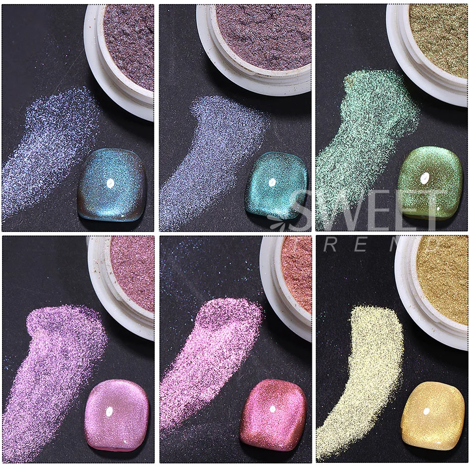 3D Cat Eye Magnetisches Pulver Chrom Glitter Chamäleon Glänzendes Gel Nagellack Reiben Auf Pigment Staub DIY Nagel Dekoration Lieferungen – Detail 4