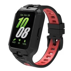 Dual Function Silicone Strap and Case for Smartwatch - Replacement Sport Bracelet and Wrist Band (Black Red)