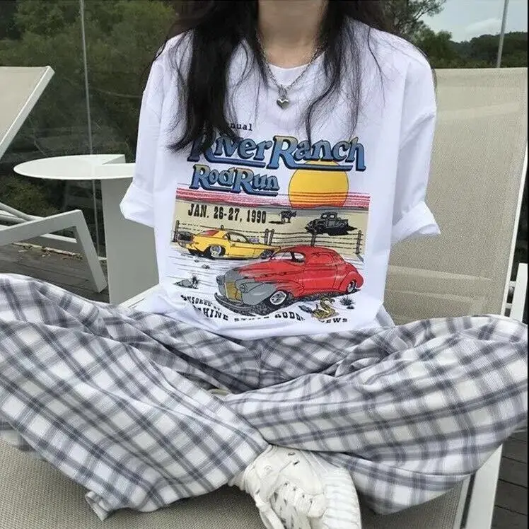 Spring New Plaid Sports Casual Straight Pants Women's Korean Version Loose Wide Leg Pants Trend 3