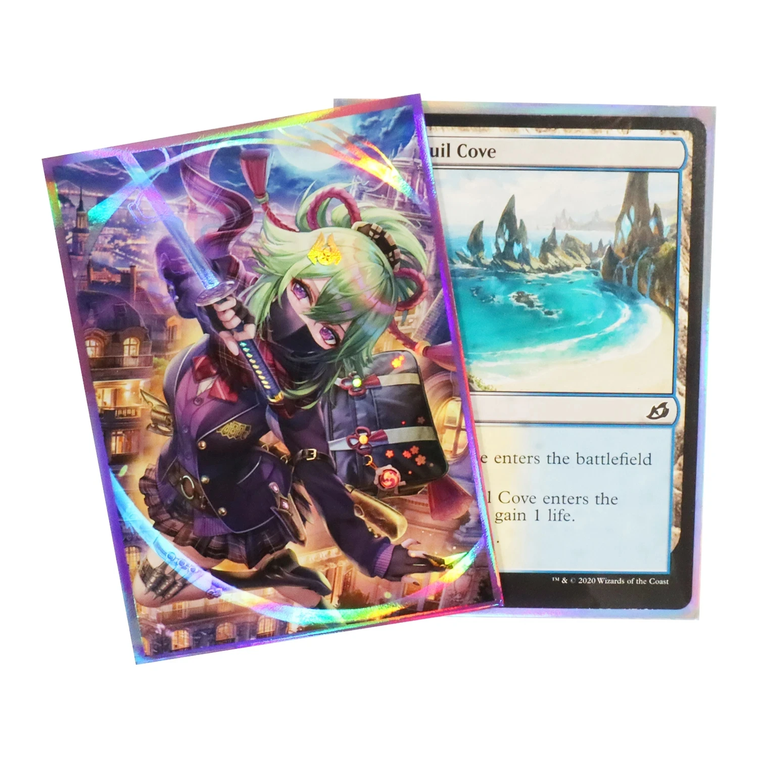 

60ct Kuki Shinobu Standard Size Holographic Outer Card Sleeves Protector PKM/MGT Trading Card Game Shield Laser Cover 67x92mm