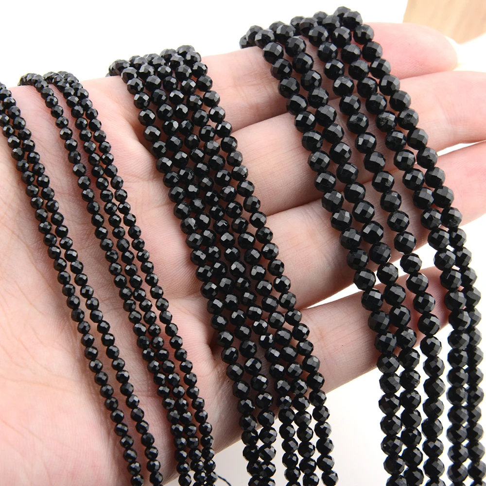 Natural Black Spinel Faceted Round / Cube / Rondelle Beads 2mm,3mm,4mm,1x2mm,2x3mm,Fine Jewelry Making 6
