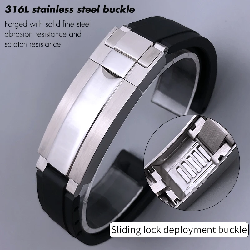 ROLEX クォーツ腕時計 メッシュバンド 20mm 21mm Metal Link Rubber Silicone Watchband for Rolex