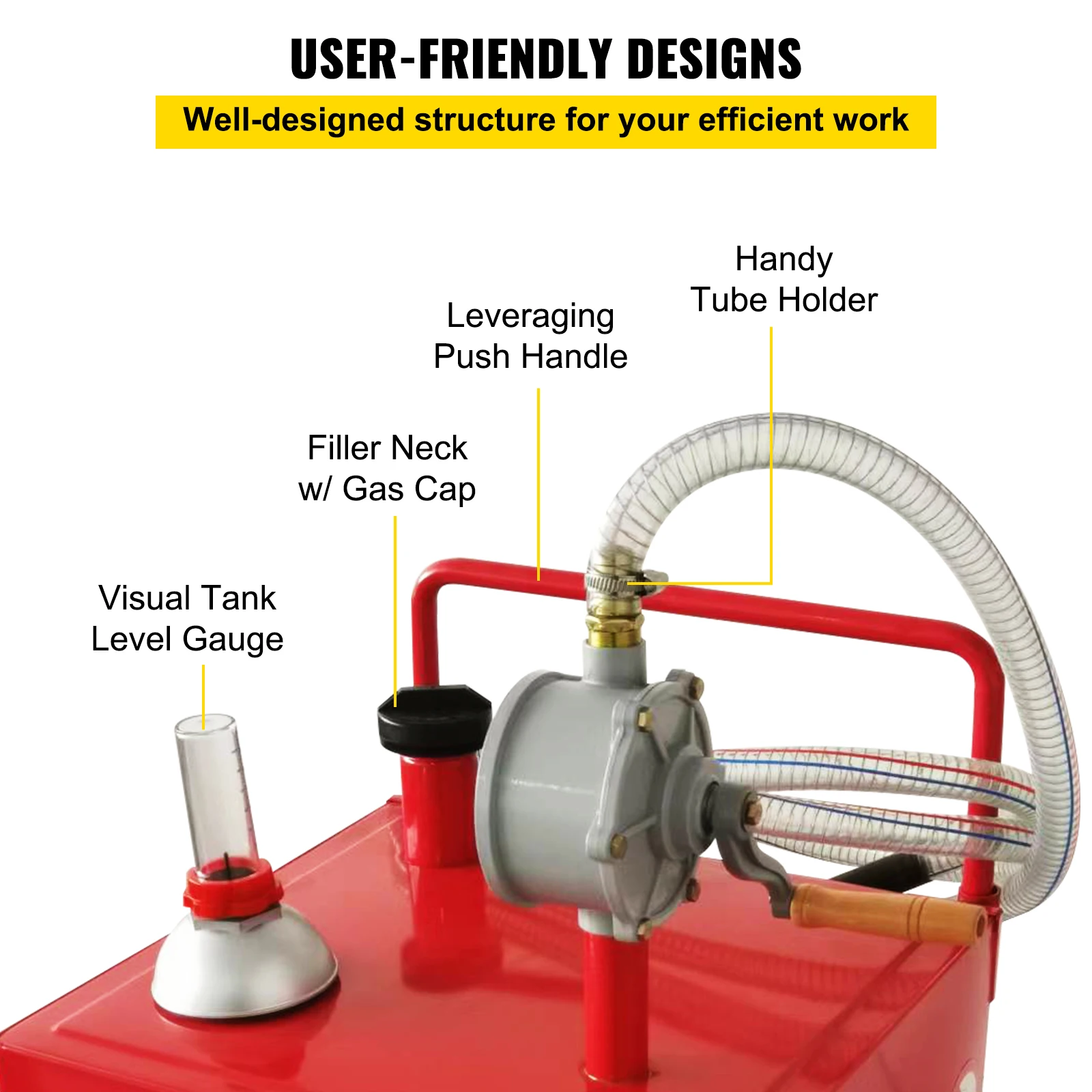 VEVOR 30 Gallon Fuel Caddy, Fuel Storage Tank on 2 Wheels, Portable Gas Caddy with Manuel Transfer Pump for Cars, ATVs, Boats