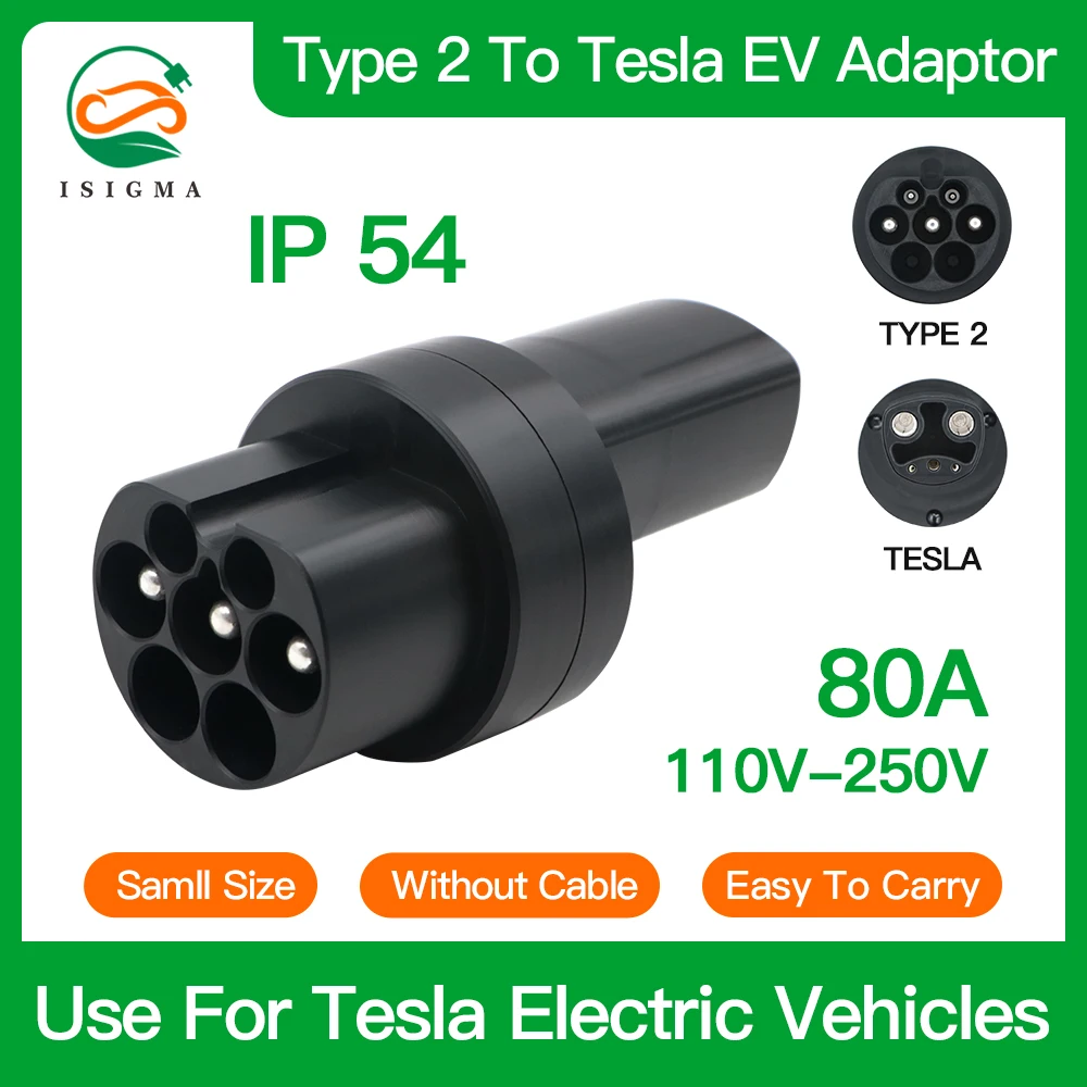 

Isigma Type2 to Tesla Fast Charging 80A high speed charging adapter Use for Tesla Cars Charging Connector
