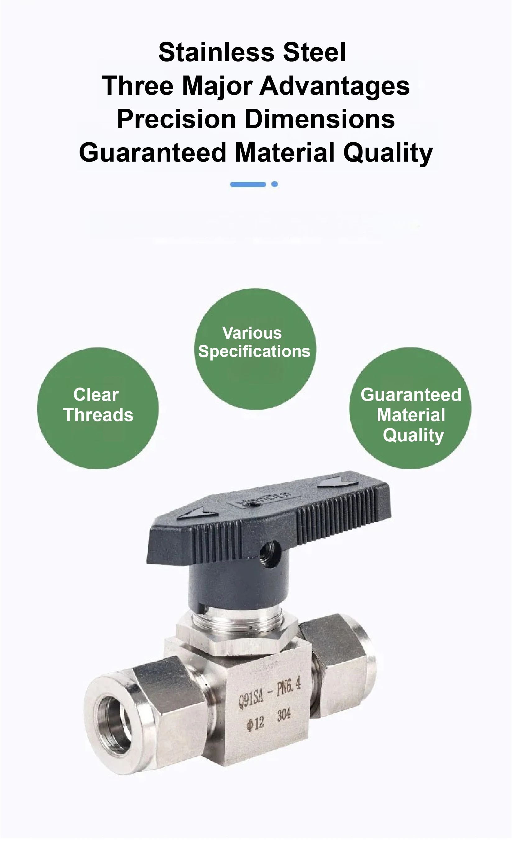 Q91S-304 SS Ferrule Tube Ball Valve ‑ Instrumentation Compression Valve 304/316