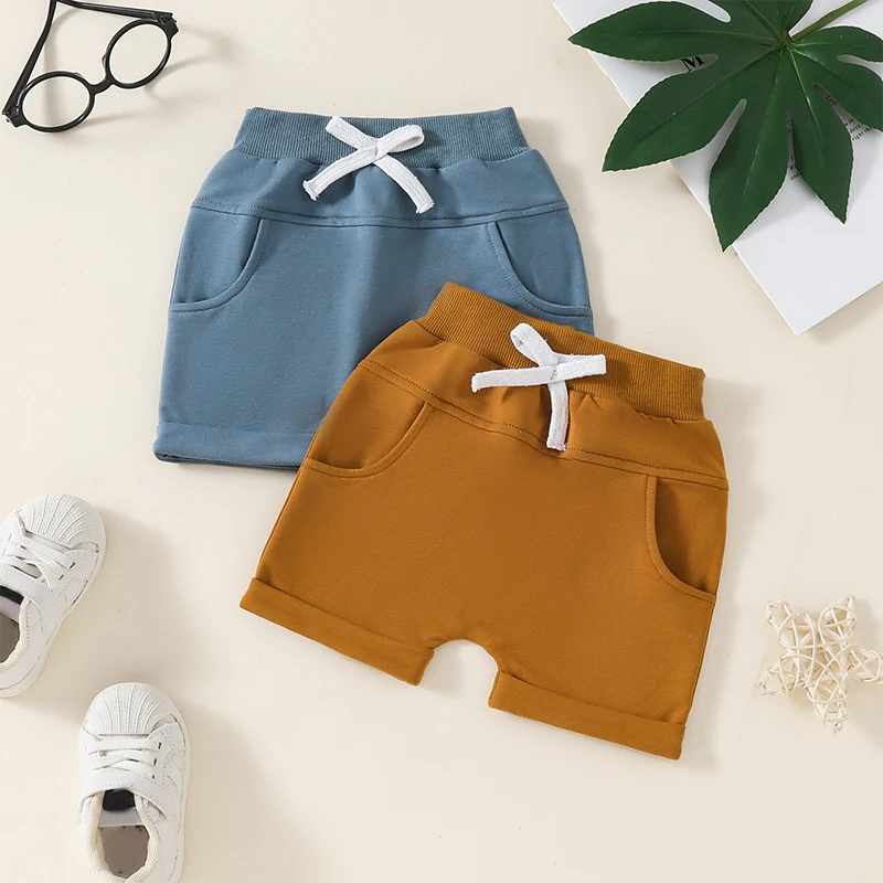 Kids Toddler Boy 2 Pack Shorts Set Casual Solid Loose Drawstring Shorts with Pockets Boys Sweatpants Athletic Sport Pants