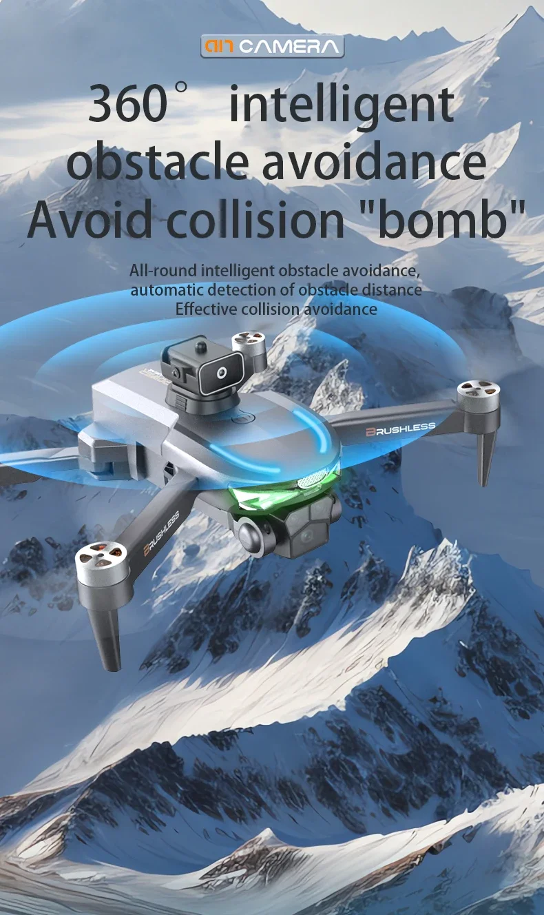 Dron sin escobillas de alta definición para fotografía aérea, cuadricóptero plegable para evitar obstáculos, avión de control remoto, juguete para niño