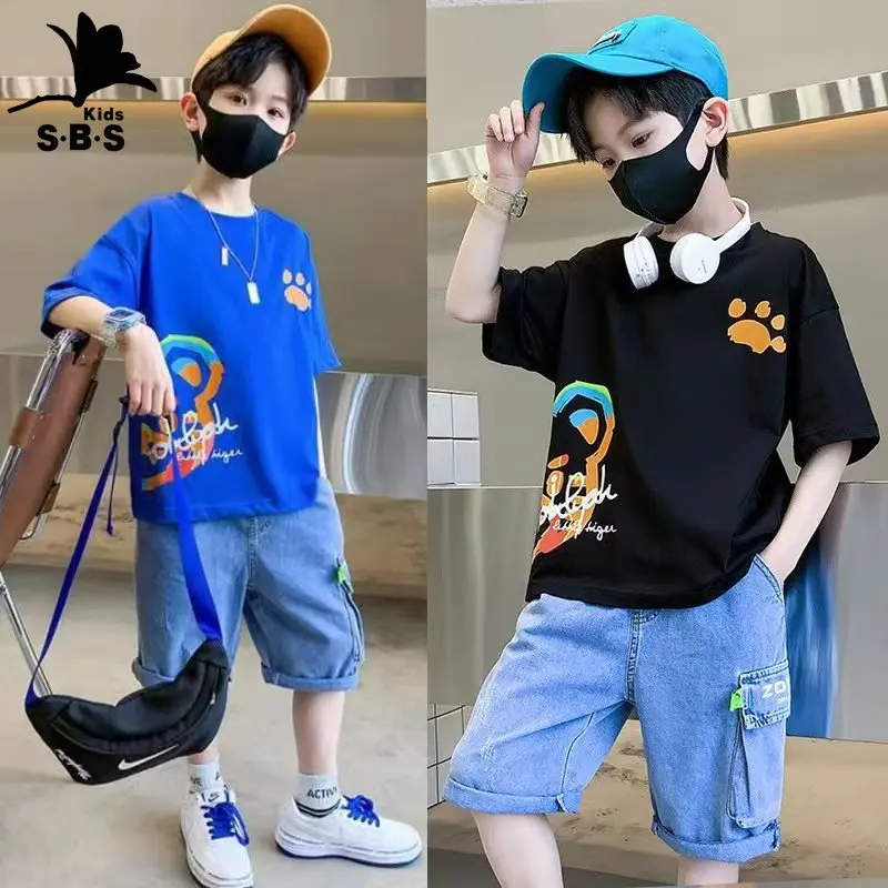 

Boys summer suit 2023 new handsome boy short sleeve 2-piece sportswear