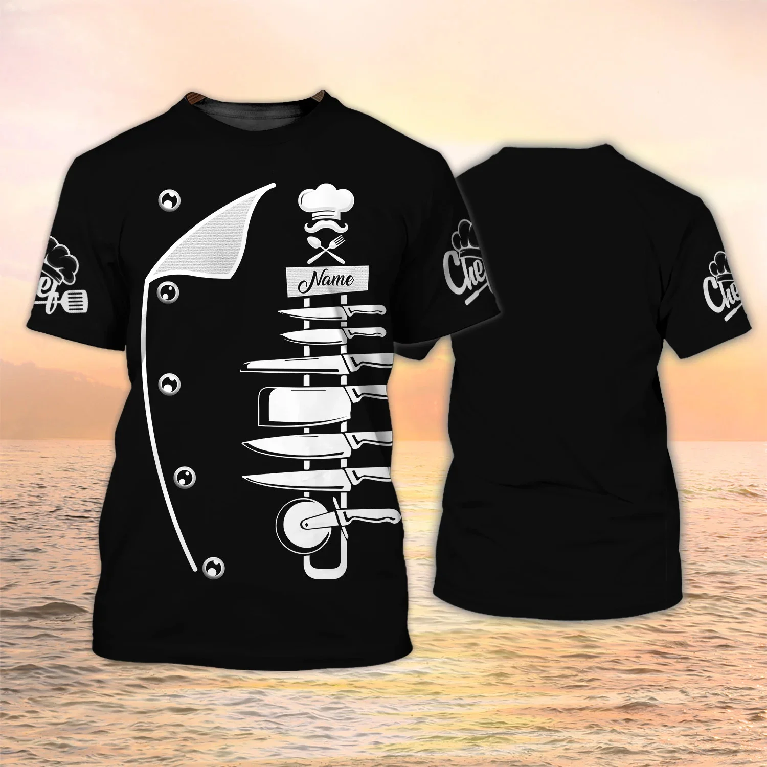PLstar Cosmos Neueste Sommer männer T-shirt Personalisierte Name Chef 3D Gedruckt t-shirt Unisex Casual T-shirt Chef Uniformen DW119 – Detail 9