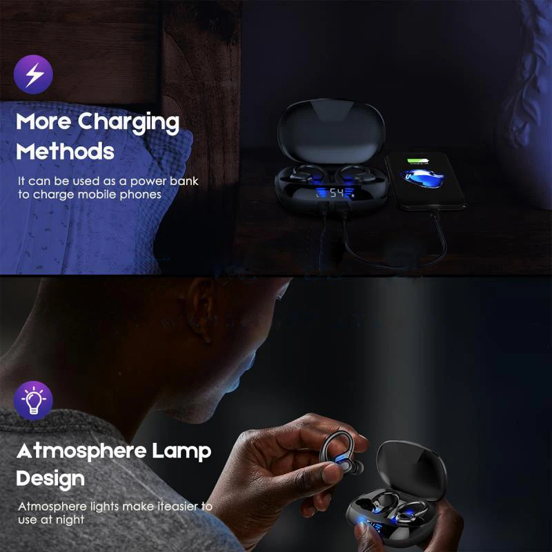 Original Wireless Earphones Ture Wireless Earbuds Ear Hook Sports HiFI Stereo Waterproof Headset With Mic TWS Headphone 5