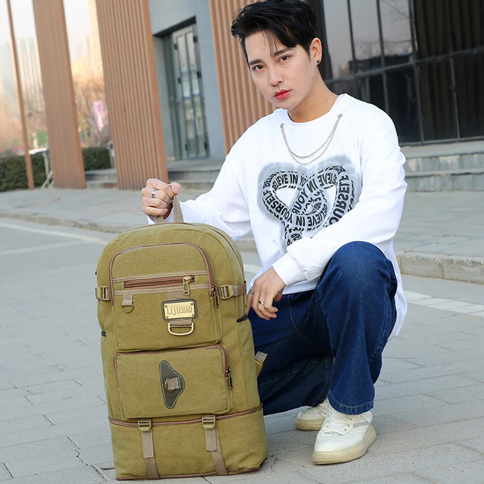 2024 New Large Capacity Travel Backpack Fashion Men And Women's Outdoor Mountaineering Tactical Training Design Canvas Backpack