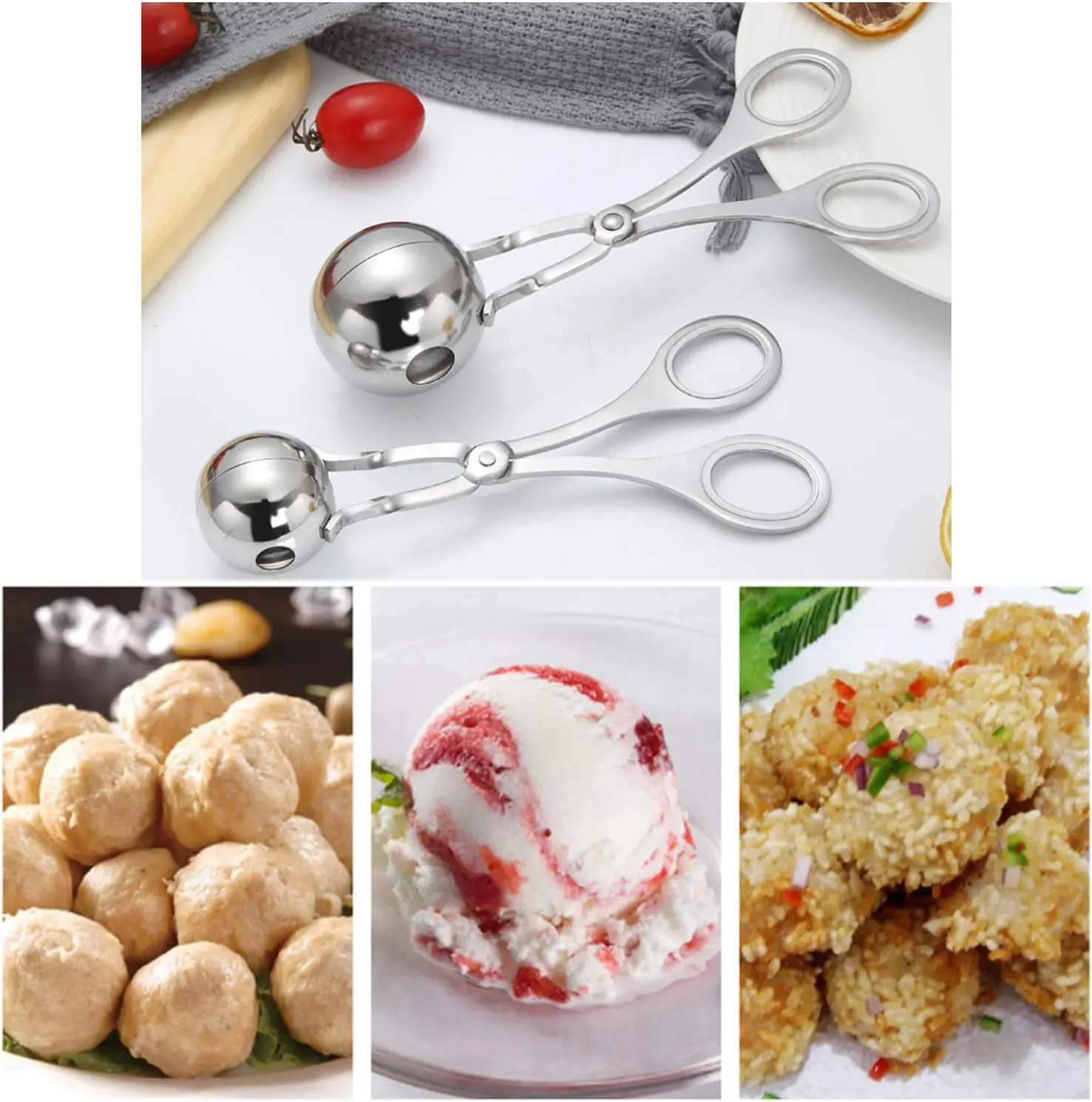 Meatball Scooper Cake Pop Scooper Melon Baller Rice Dough Ice Tongs for  Kitchen Tools