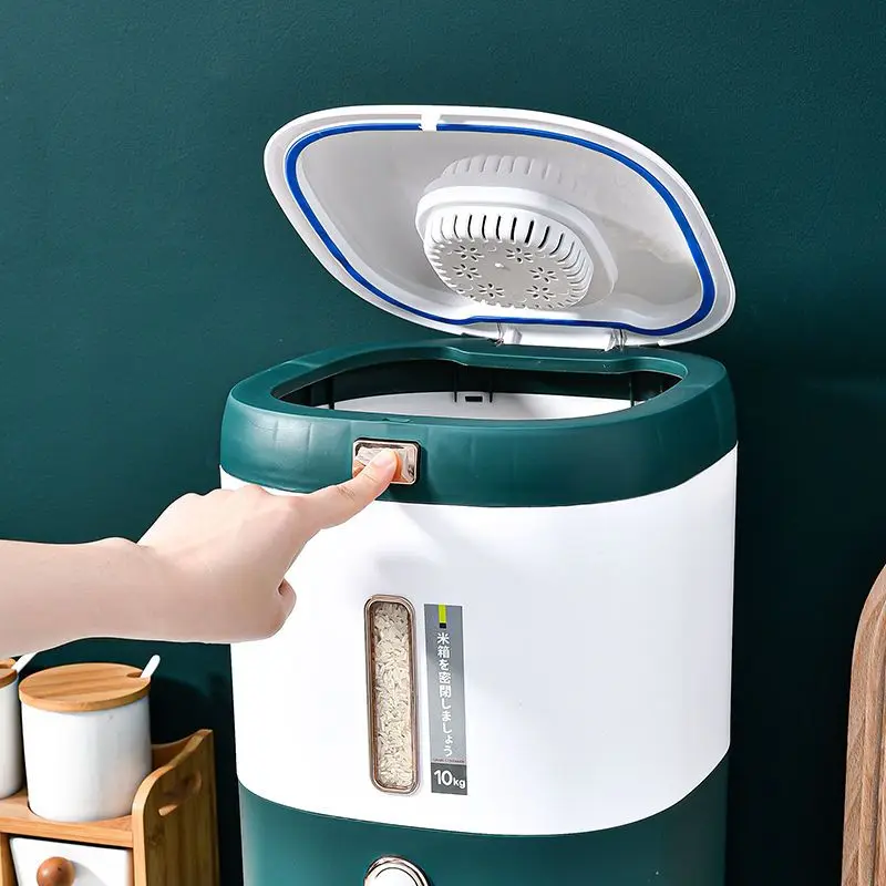 10-Kg Multi-Function Rice Bucket Large-Capacity Press-Sealed Rice Tank Household Kitchen Dry Rice Food Container Storage Bin