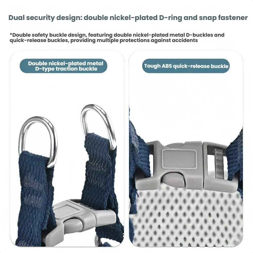 Verstellbares Hundegeschirr-Set mit Leine aus Denim-Netzstoff, Ausbruchsicheres Haustiergeschirr, Atmungsaktives Westen-Hundegeschirr – Detail 5