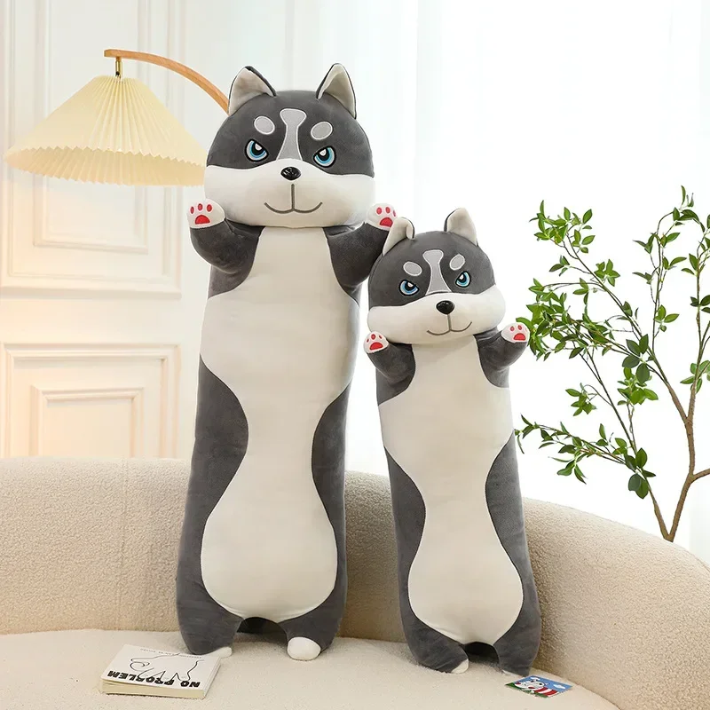 Cute Long Strip Husky Body Pillow Cartoon Husky Plush Throw Pillow Sofa Bedroom Back Cushion Home Decoration Creative Gifts