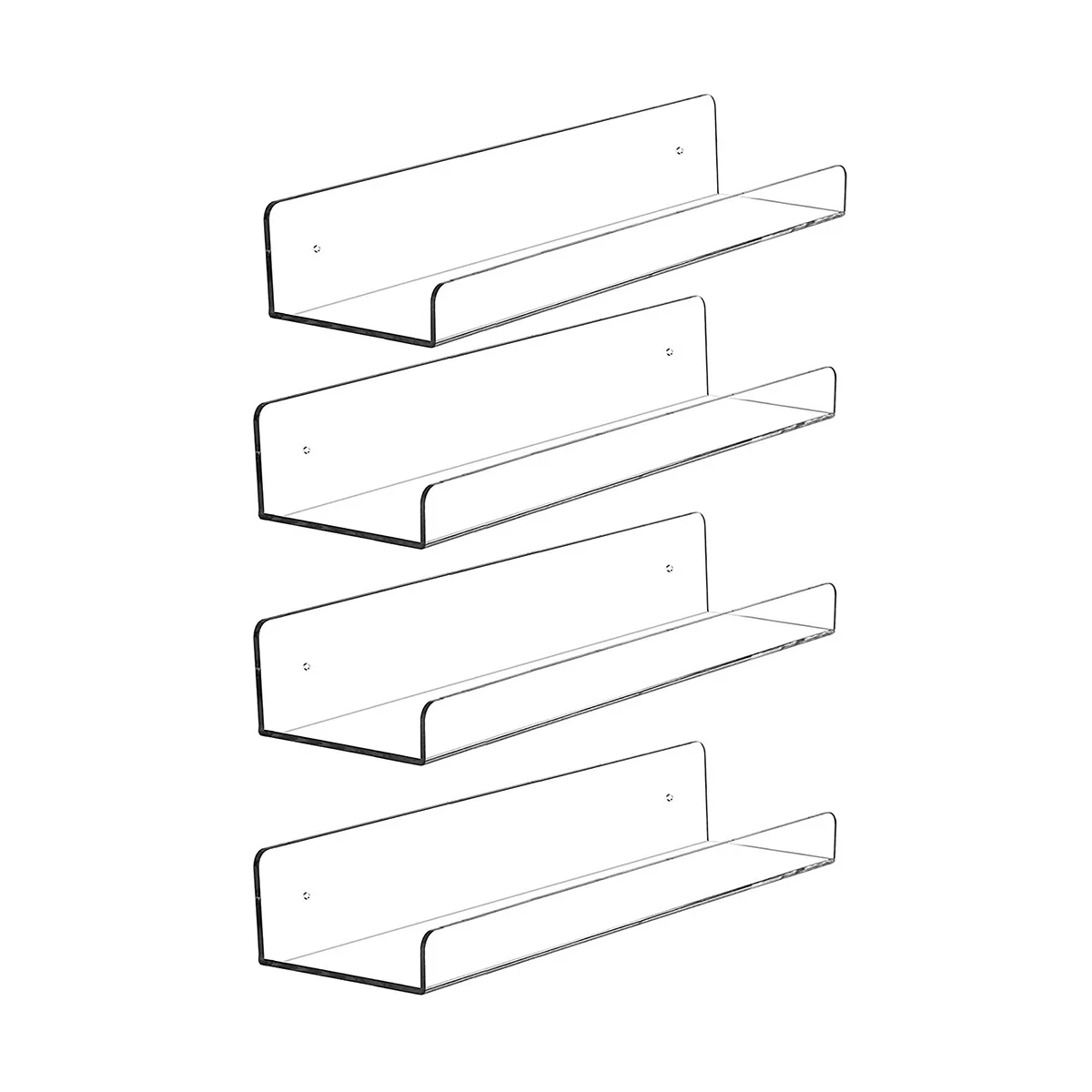 

4 Clear Acrylic Shelves for Wall Storage, Floating Shelves , Kids Bookshelf, Display Wall Shelves