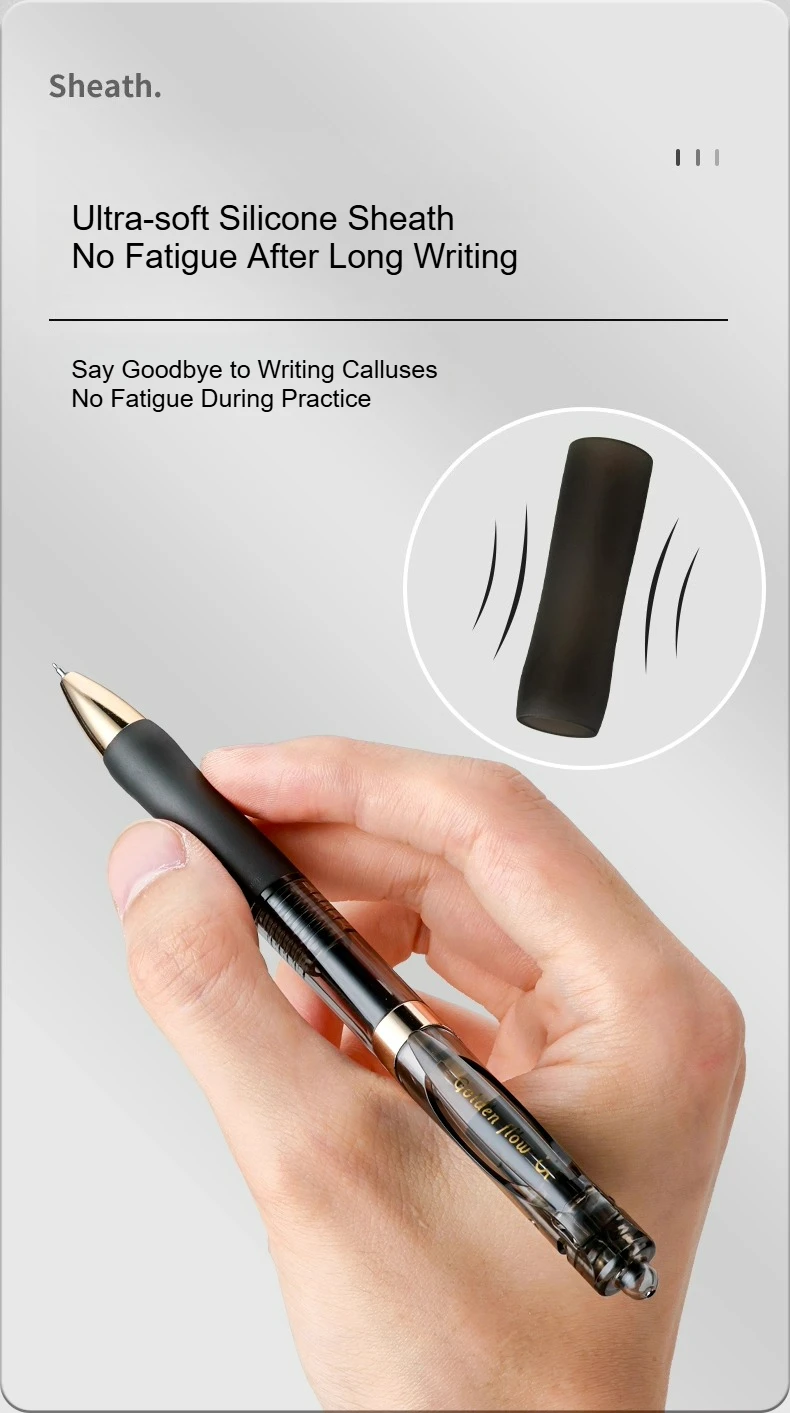 M&G Golden Flow einziehbarer Gelstift, ST-Spitze, schwarz, 0,5 mm, schnell trocknend, für Studenten, Prüfungen und Büroverzeichnungen – Detail 2