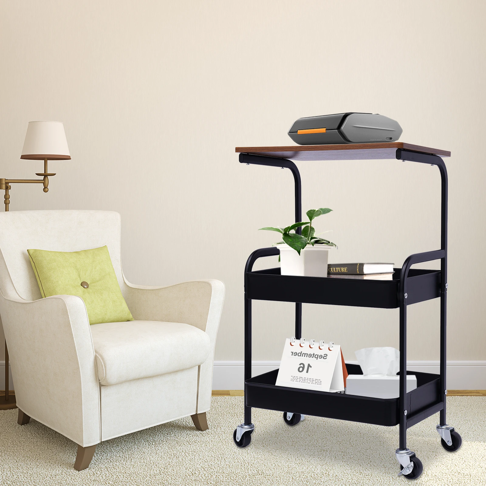 mobile-printer-stand-3-tier-small-printer-table-for-home-office-small-space-multipurpose-white-rolling-cart-with-wheel